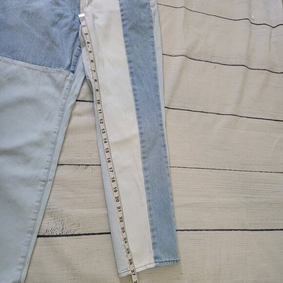 Pacsun Size L Colorblock Patchwork High Rise Straight Leg Mom Jeans Denim - Picture 9 of 9
